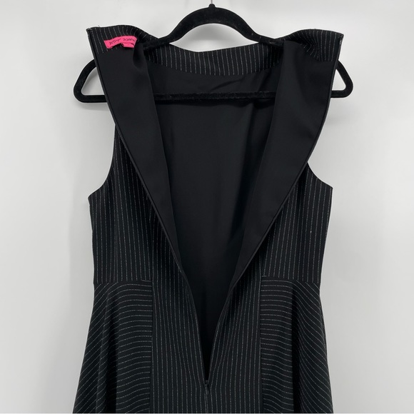Betsey Johnson Womens Asymmetrical Dress Black Pinstripe Sleeveless 6 - Picture 7 of 8